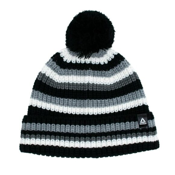 NWT Reebok Knit Striped Cuff Beanie - Picture 1 of 7